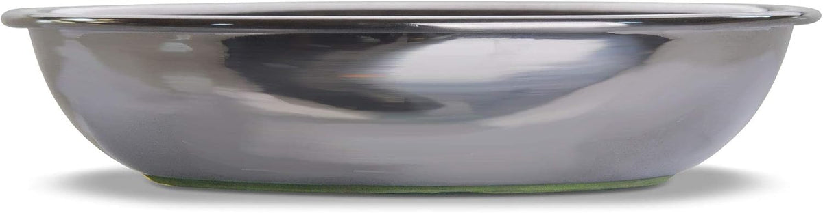 Van Ness Pets Whisker-Friendly Stainless Steel Cat Bowl, Wide Saucer Style Dish, 8 OZ, Natural