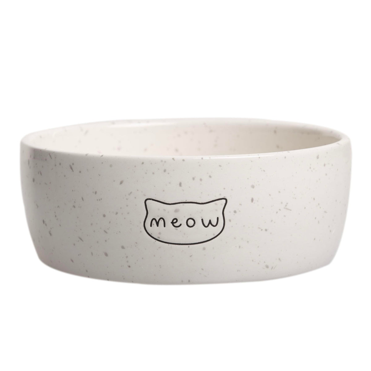 Pearhead Ceramic Cat Bowl, Holds 12 oz, Navy Blue “Paws Off” Design