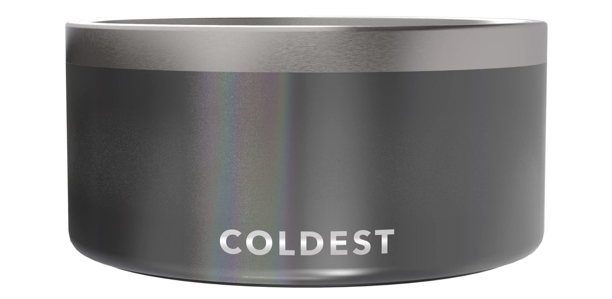 Coldest Dog Bowl - Anti Rust Metal, Non Slip, 3 Layers Insulated Stainless Steel Dog Bowls - Spill Proof & Heavy Duty - Water Bowl for Dogs, Cats & Pets, Dish Washer Safe (21 oz, Stealth Black)