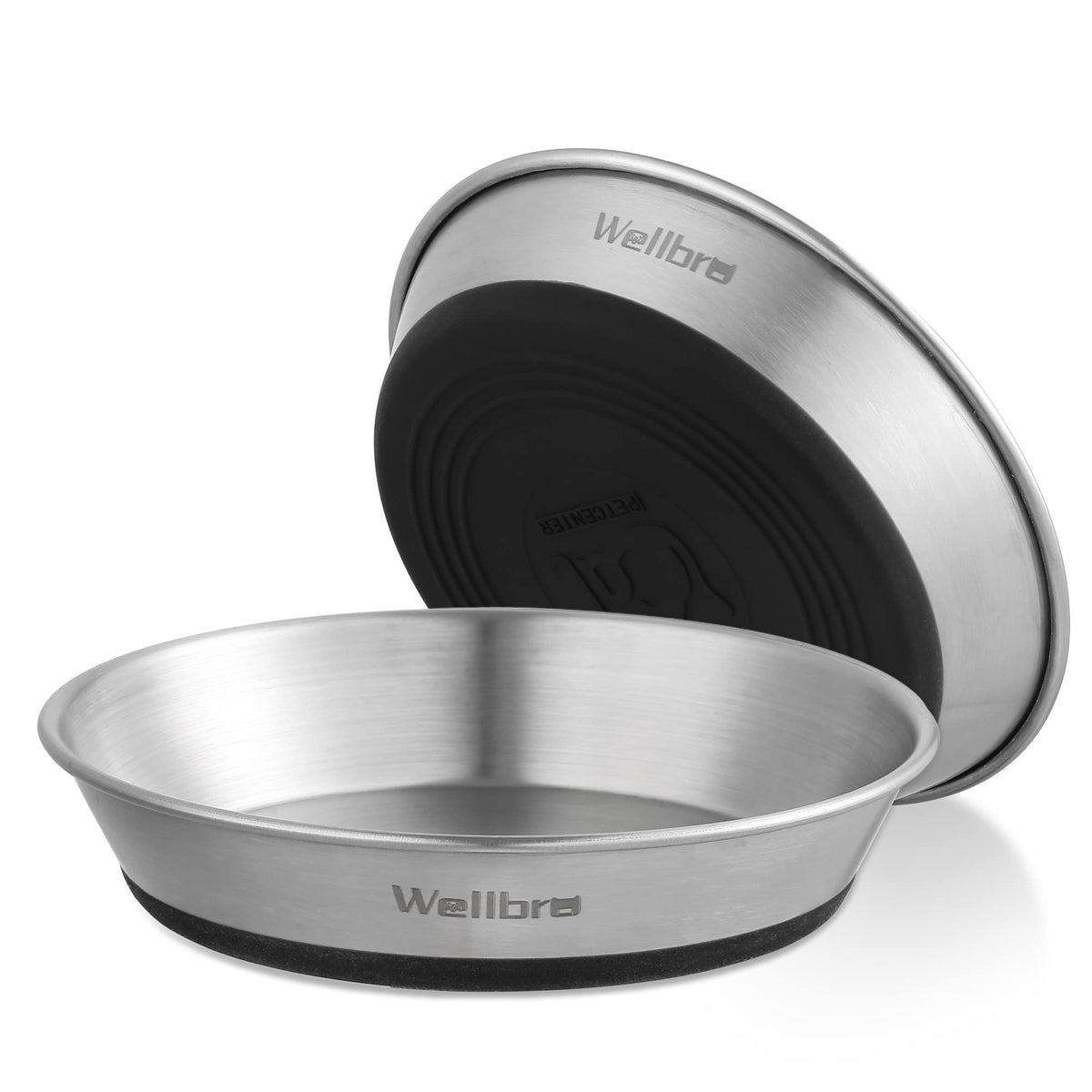 Cat Bowls, 304 Stainless Steel Non-Slip Wide Shallow, 2 Pack