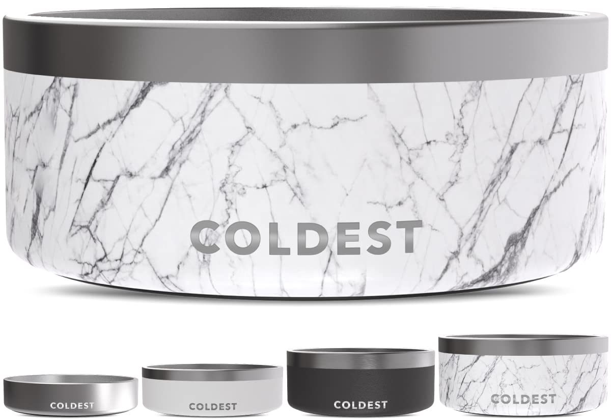 Coldest Dog Bowl - Anti Rust Metal, Non Slip, 3 Layers Insulated Stainless Steel Dog Bowls - Spill Proof & Heavy Duty - Water Bowl for Dogs, Cats & Pets, Dish Washer Safe (21 oz, Stealth Black)