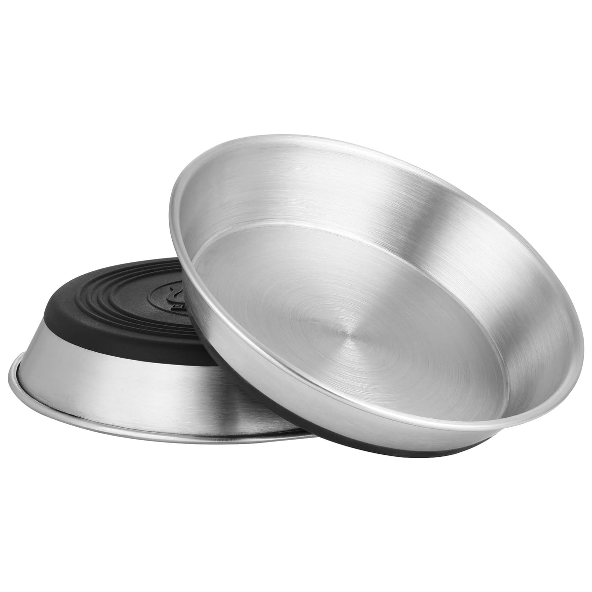 WROSWT Stainless Steel Cat Bowls,Whisker Friendly Shallow Cat Dishes for Food and Water,Non-Slip Silicone Bottom,Heavy Duty,Replacement Kitten Metal Plate for Elevated Stands,2 Pack
