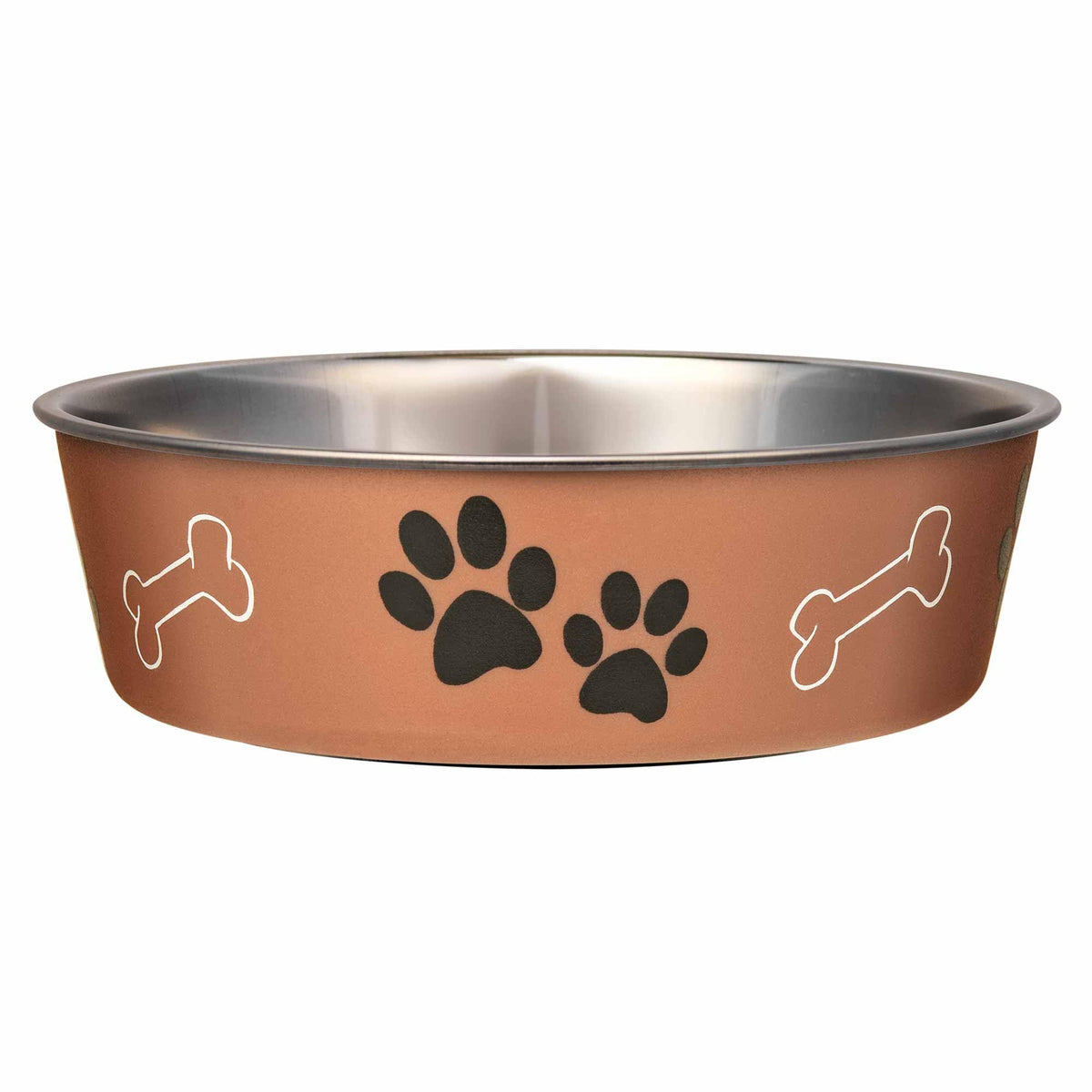 Loving Pets Bella Dog Bowls- Stainless Steel Dog & Cat Bowls - Spill Proof Dog Food Bowl, Cat Bowl, Puppy Essentials & Pet Supplies Great for Home & Travel (Medium 20-35 lbs, Espresso)