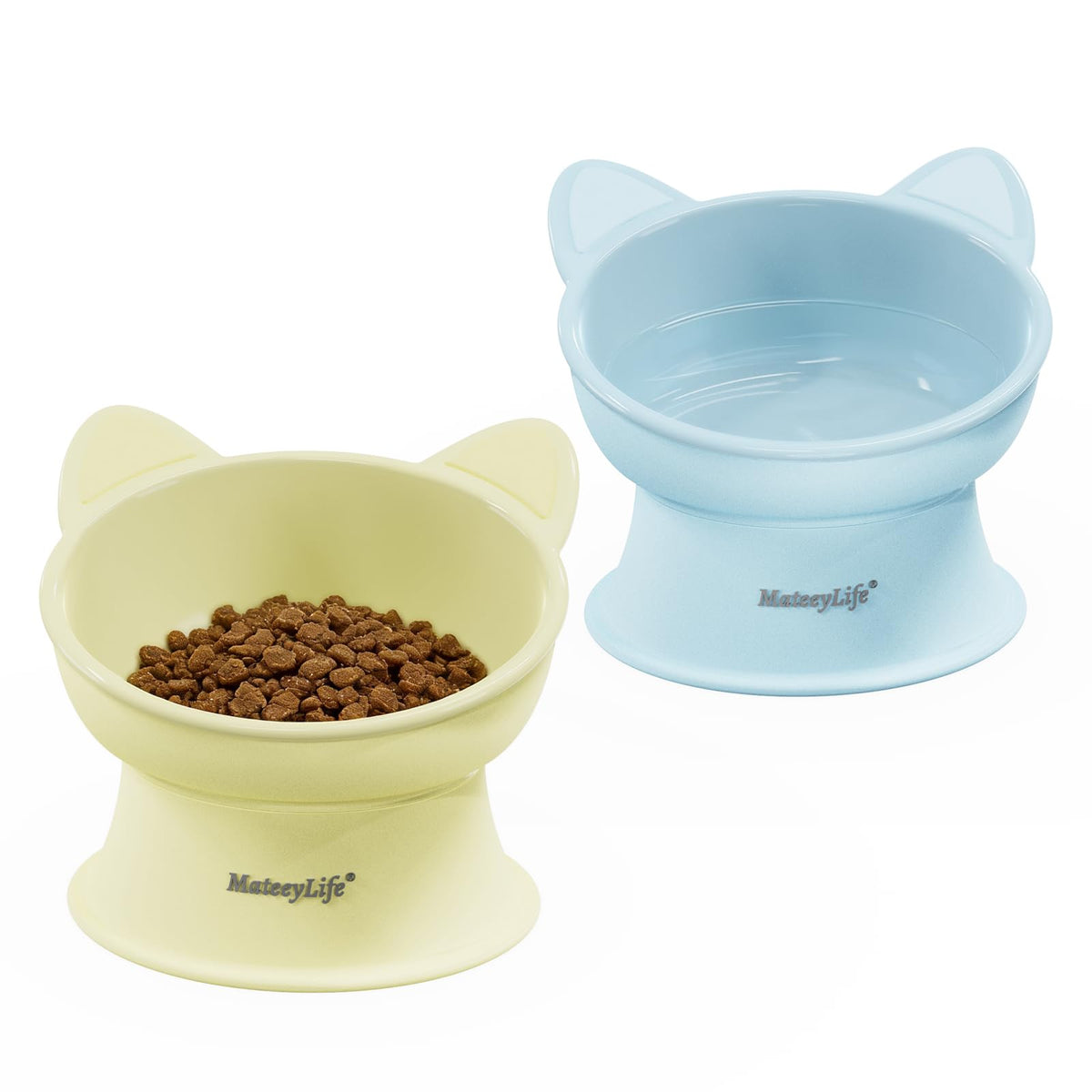 MateeyLife 2 Pack Elevated Cat Food Bowls for Indoor Cats & Kittens