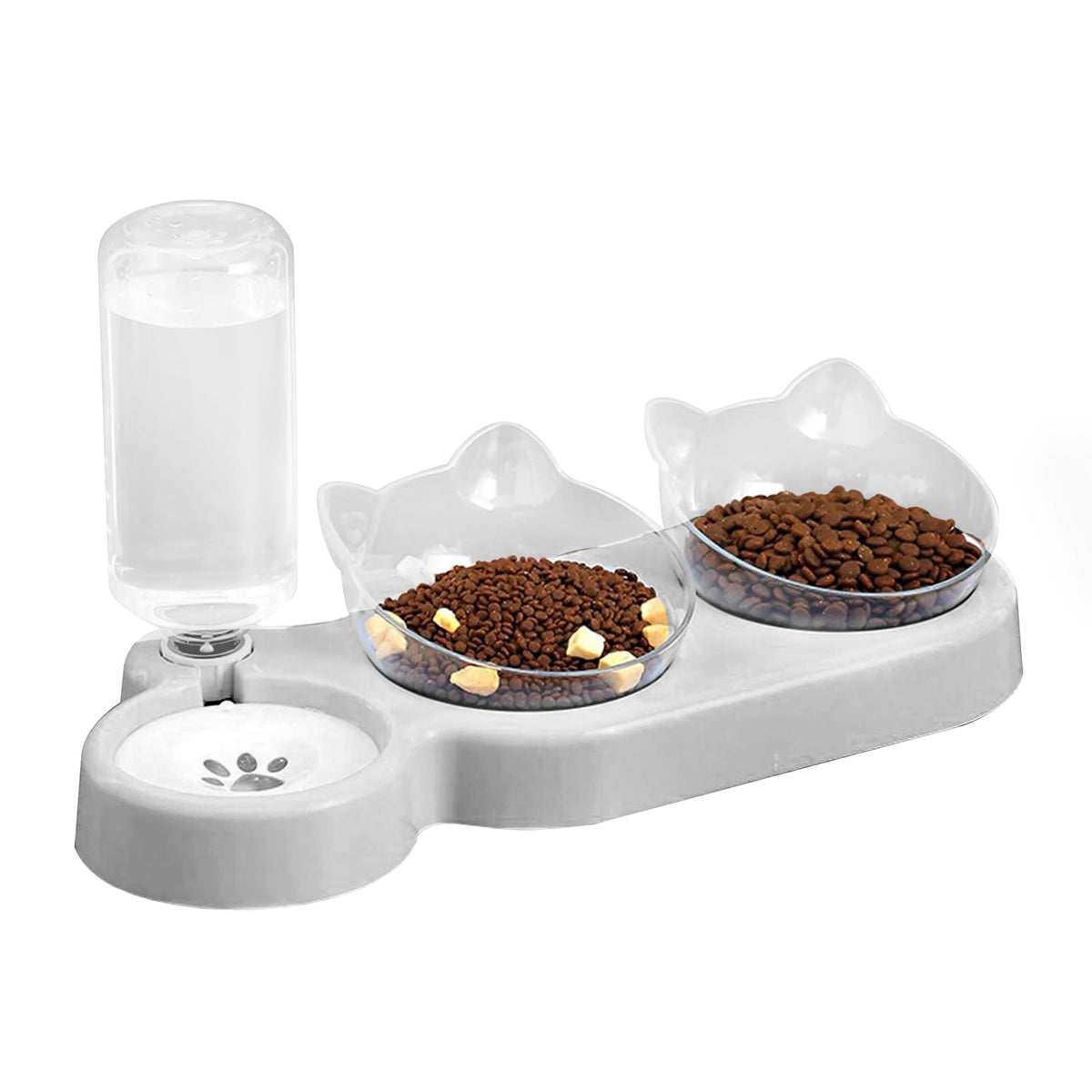 Marchul Double Elevated Dog Cat Bowl, Pets Water and Food Bowl Set, 15° Raised Tilted Dishes Indoor for Kitten, Puppies, Small or Medium Size Dogs Cats
