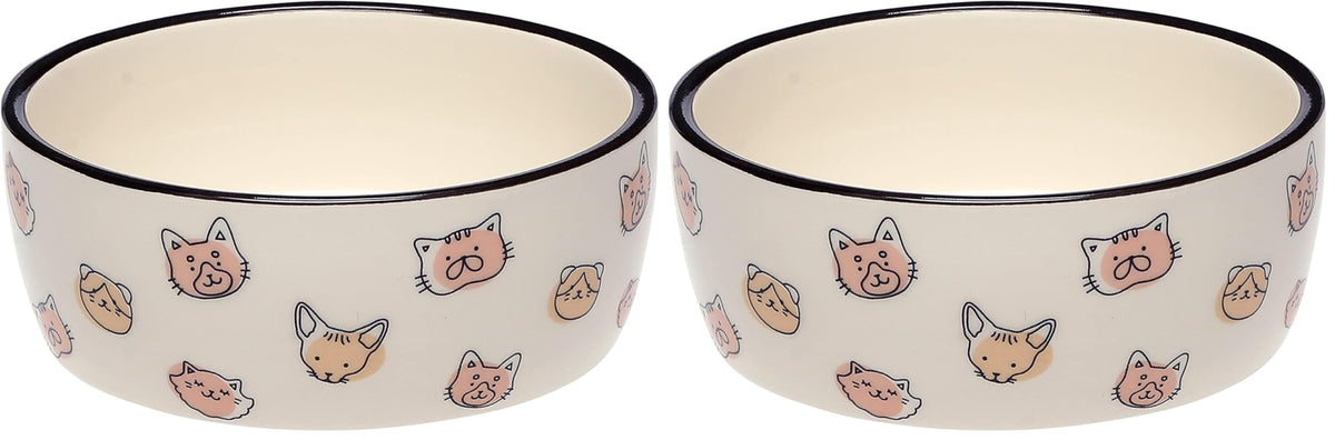 Pearhead Ceramic Cat Bowl, Holds 12 oz, Navy Blue “Paws Off” Design