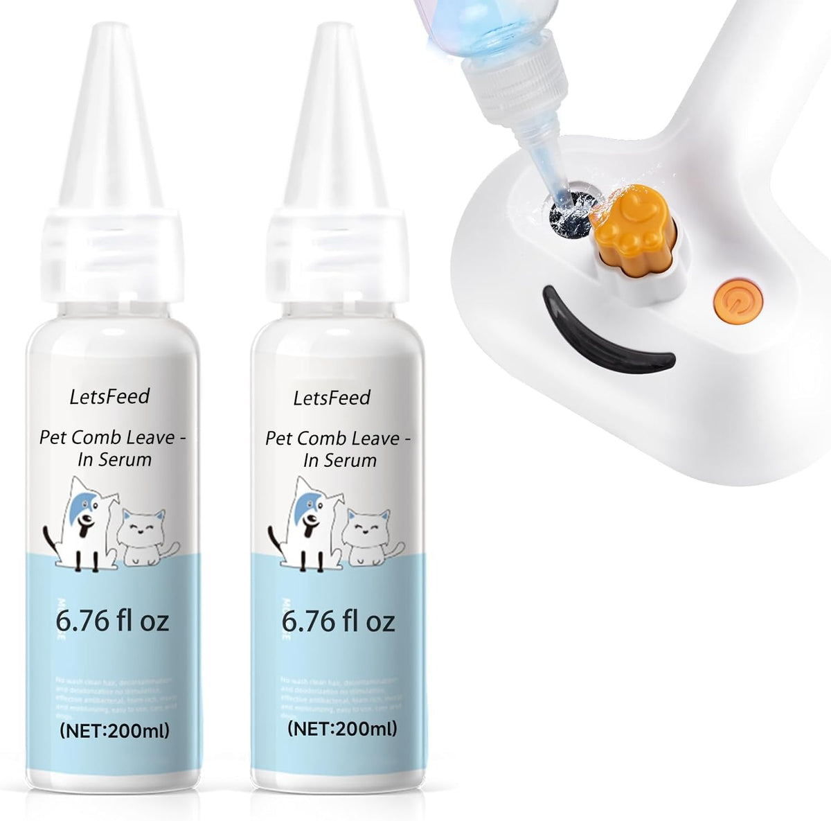 Pet Steam Brush for Dog, cat brushes for indoor cats - 1 Waterless Shampoo
