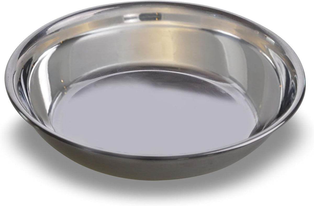 Van Ness Pets Whisker-Friendly Stainless Steel Cat Bowl, Wide Saucer Style Dish, 8 OZ, Natural