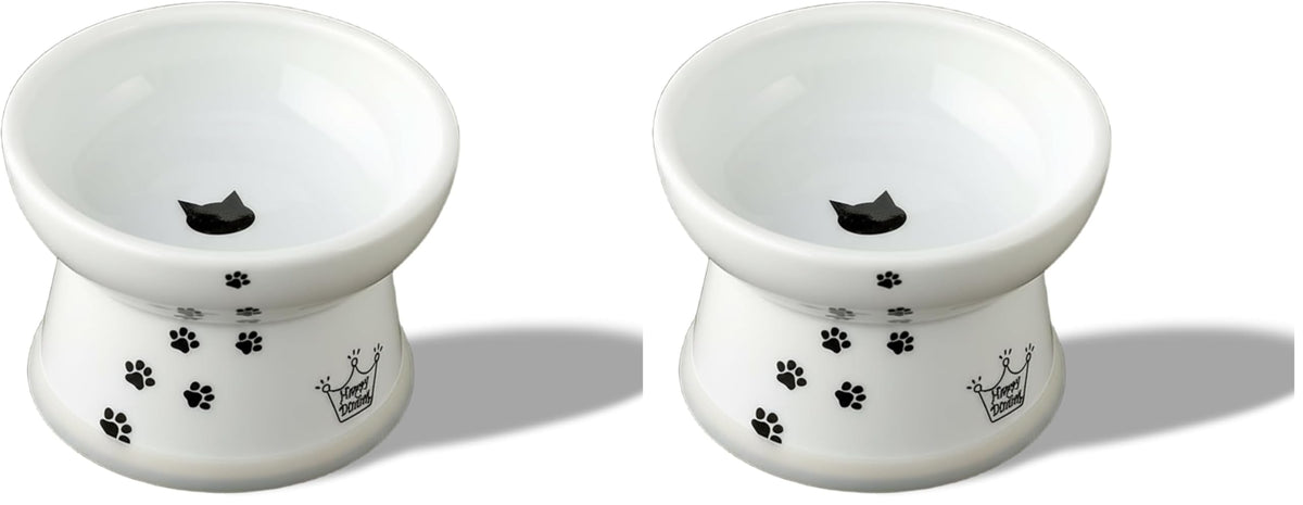 Necoichi Ceramic Extra-Wide Elevated Cat Food Bowl (Cat, Extra Wide)