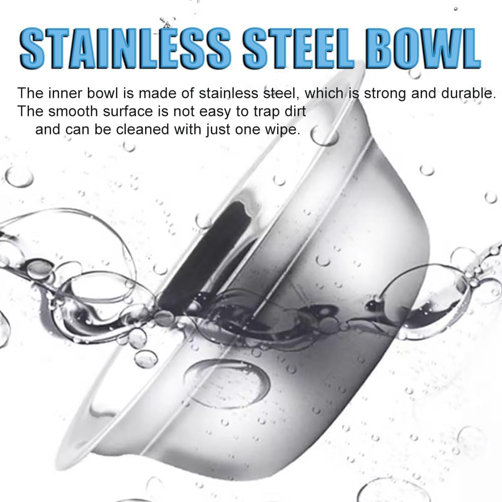 Double Cat Food Bowl -Stainless Steel Bowls with Easy-to-Clean Detachable Design, Non-Slip Base, Pet Feeder for Kittens and Medium Cats (Blue)