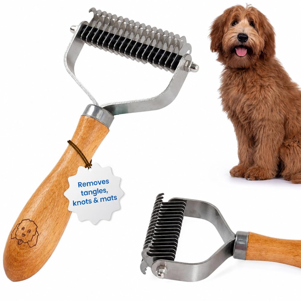 Dematting Comb for Dogs, Undercoat Rake Grooming Tool For Matted Pet Hair