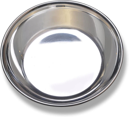 Van Ness Pets Whisker-Friendly Stainless Steel Cat Bowl, Wide Saucer Style Dish, 8 OZ, Natural