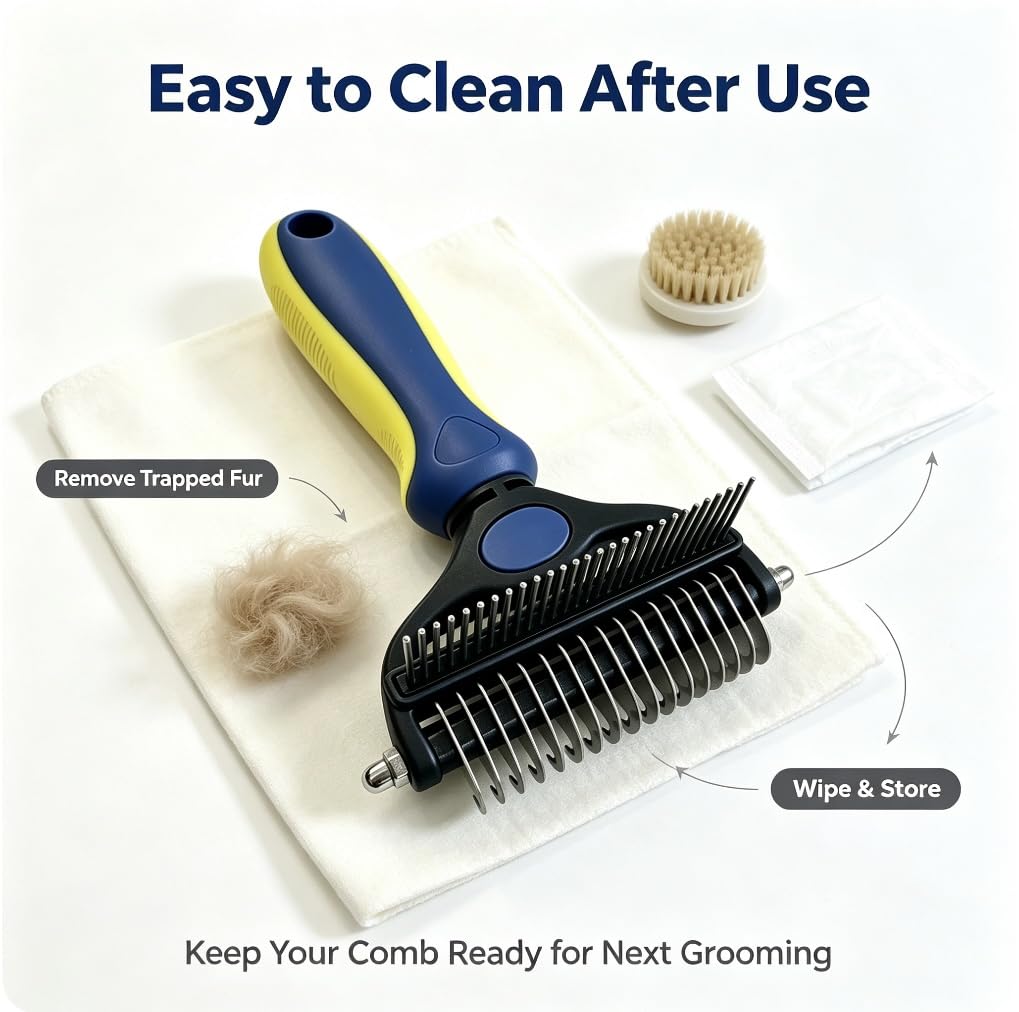 2-in-1 Pet Grooming Comb, Undercoat Rake & Deshedding Brush for Dogs&Cats