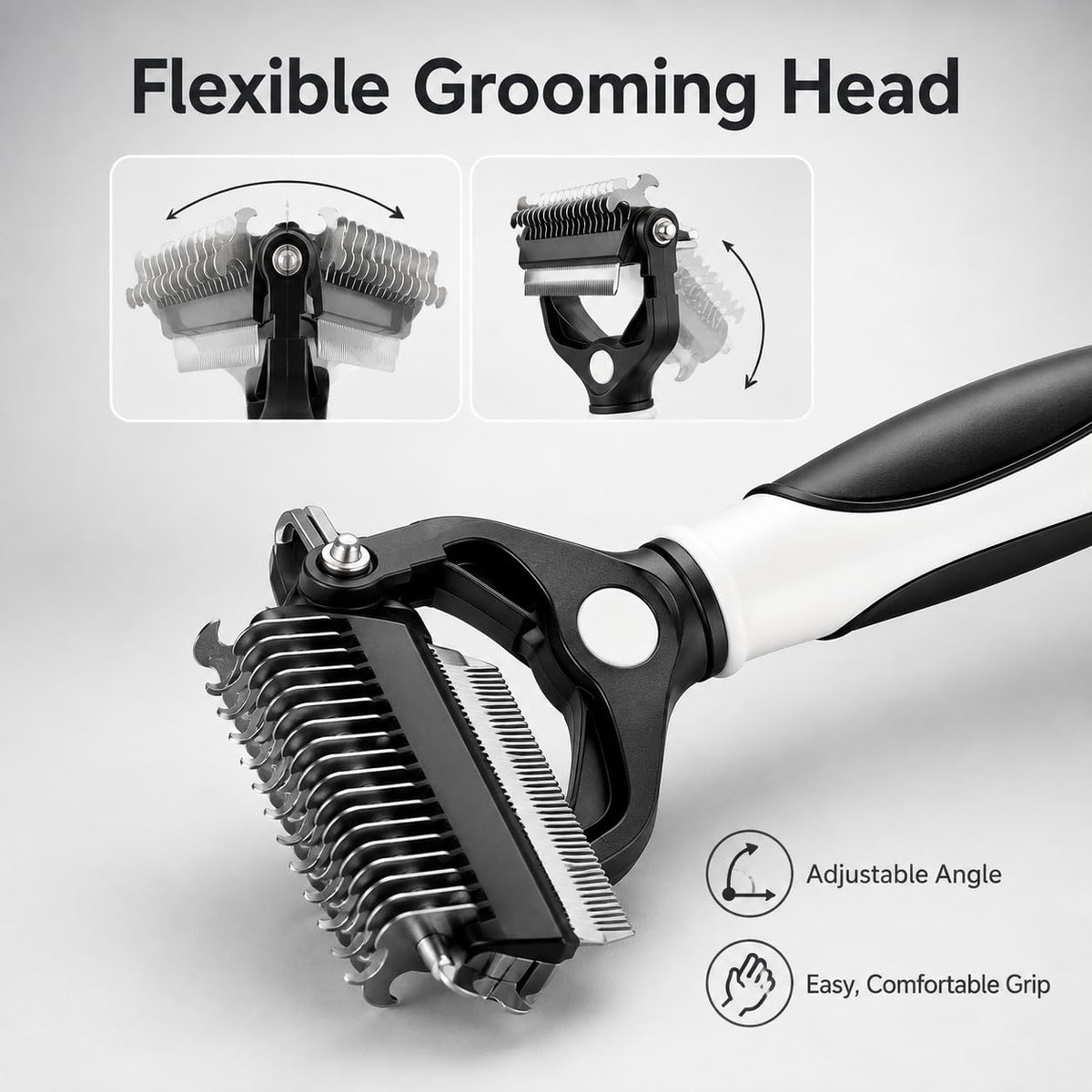 3-in-1 Pet Grooming Brush for Dogs & Cats, Undercoat Rake, Dematting Comb & Deshedding Brush for Long & Short Hair, Heavy Shedding & Matted Fur