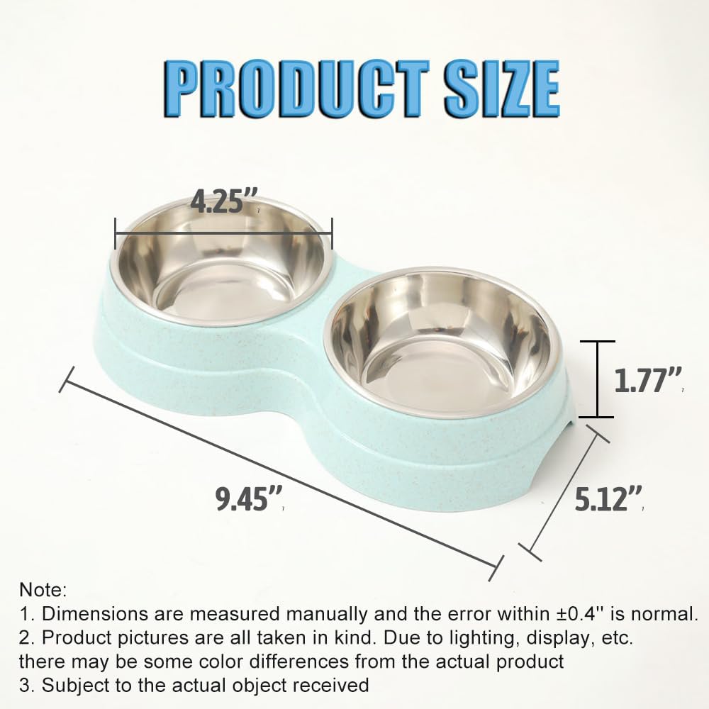 Double Cat Food Bowl -Stainless Steel Bowls with Easy-to-Clean Detachable Design, Non-Slip Base, Pet Feeder for Kittens and Medium Cats (Blue)
