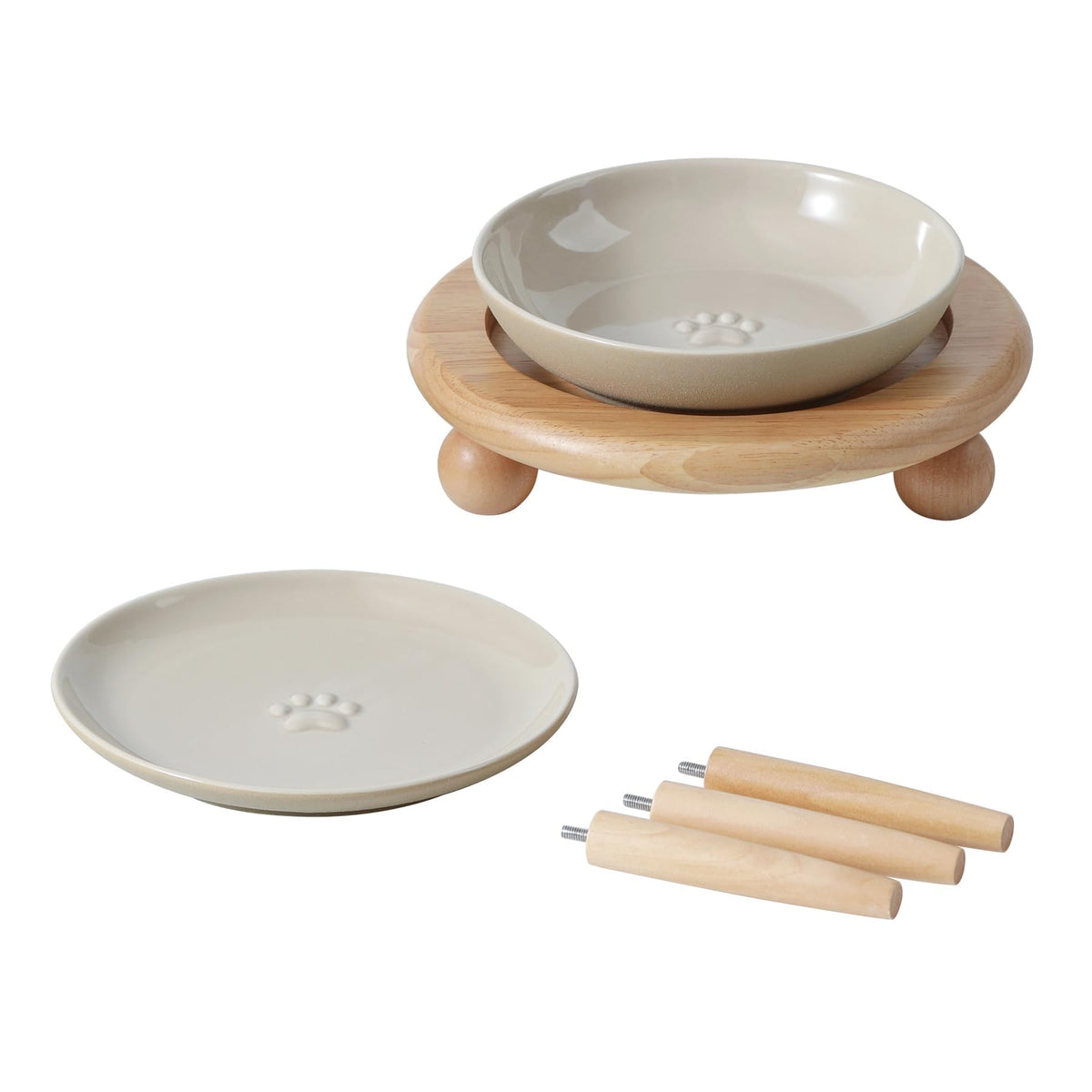 Havniva Ceramic Cat Bowls, Shallow Cat Dishes, Cat Food Plate Set of 3