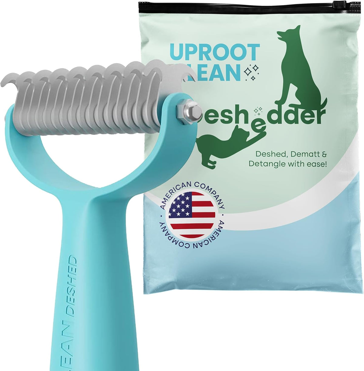 Uproot Clean Undercoat Rake & Pet Dematting Comb, Gentle on Skin: 2in1 Tool