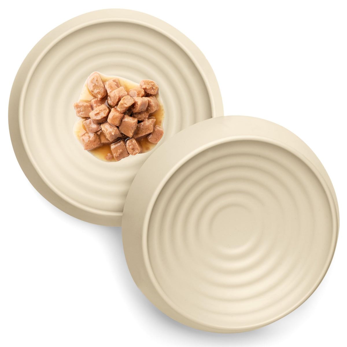 CatGuru Cat Bowls, Whisker Friendly Food Bowl for Indoor Cats, Reliefs Whisker Fatigue, Wide Kitten Dish, Non Slip Pet Dishes, Shallow Pet Plates (Marshmallow, (Pack of 2))