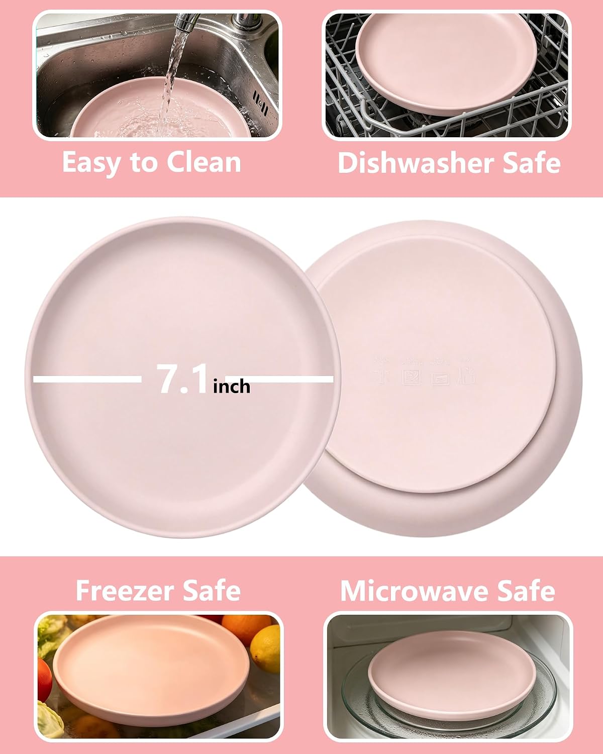Cat Dog Bowl with Suction, 7.1" Shallow Wide Pet Bowl, 1 Pcs