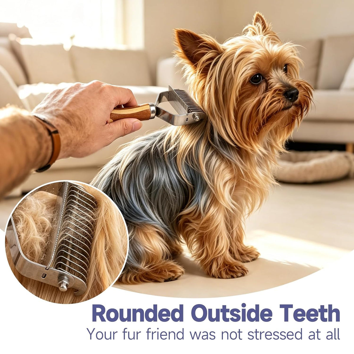 Dog Brush for Shedding & Dematting, Undercoat Rake for Long & Short Hair
