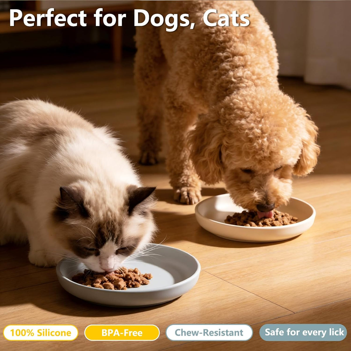 Silicone Bowl for Cats Dogs, 7.1" Flat Dog Bowl Non-Slip, 1 Pcs