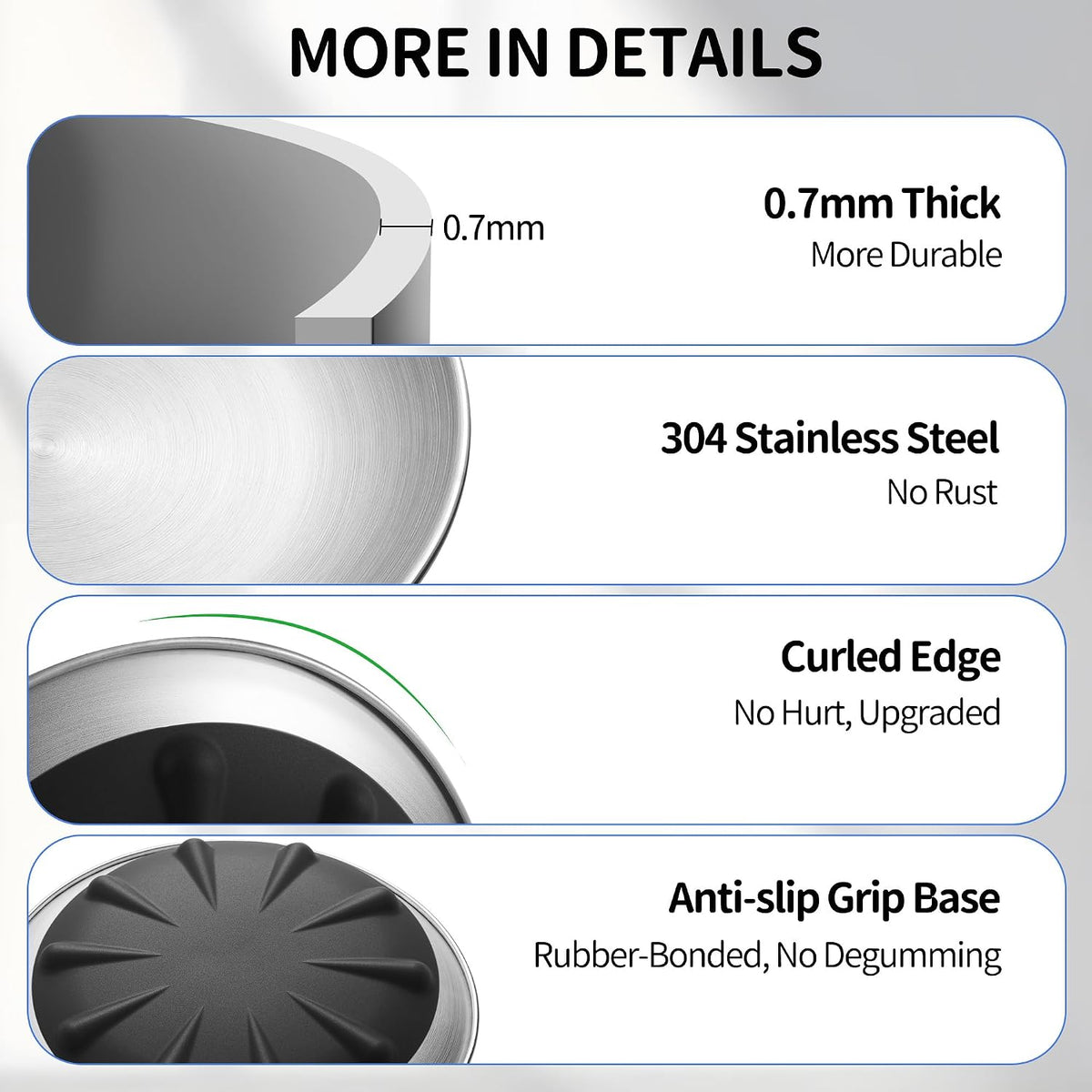 WROSWT 304 Stainless Steel Cat Plates for Wet Food, 6.7" Shallow/Wide Whisker Friendly Cats Food Bowls, Non-Slip Silicone Base,Easy to Clean Indoor Cat Feeding Dishes, 3 Pack
