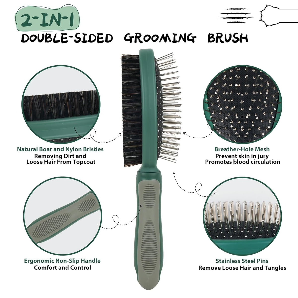 2PCS Pet Grooming Brush and Deshedding Comb Tools for Dogs Cats