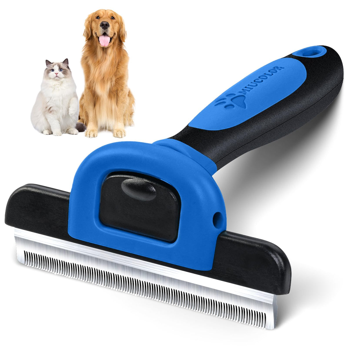 MIU COLOR Pet Grooming Brush, Deshedding Tool for Dogs & Cats, Blue