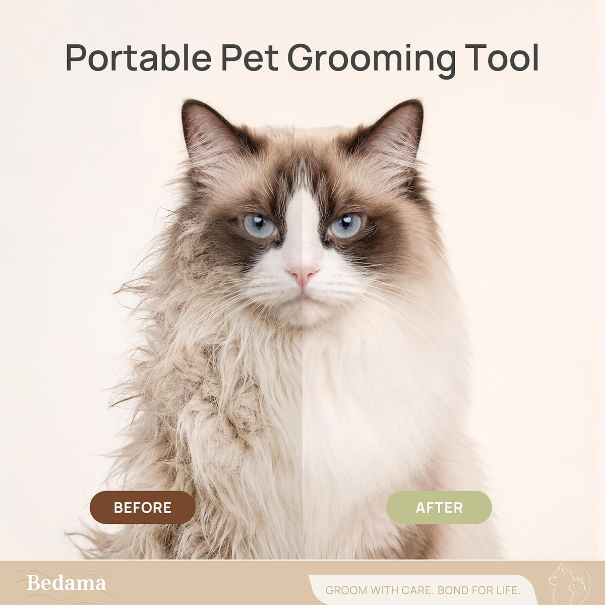 2-in-1 Deshedding & Dematting Cat Brush for Long Haired Cats