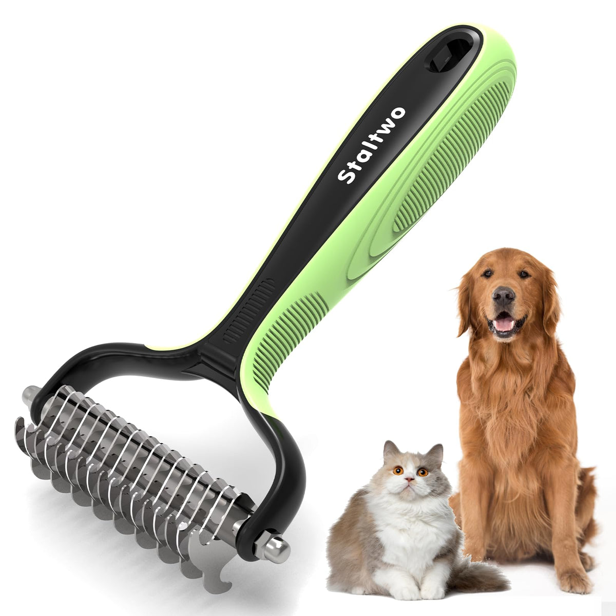 Staltwo Deshedding Dog Brush for Shedding, Undercoat Rake for Dog&Cat
