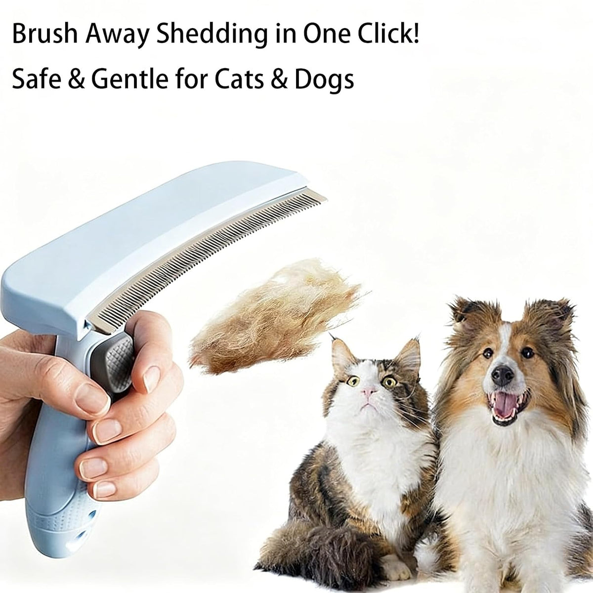 Pet Deshedding Brush, Grooming Tool for Dogs & Cats