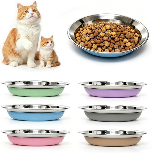 6 Pack Stainless Steel Cat Bowls, Cat Dishes Shallow Whisker Friendly