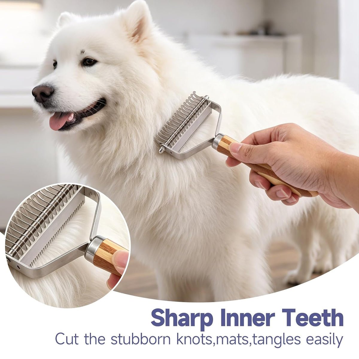 Dog Brush for Shedding & Dematting, Undercoat Rake for Long & Short Hair