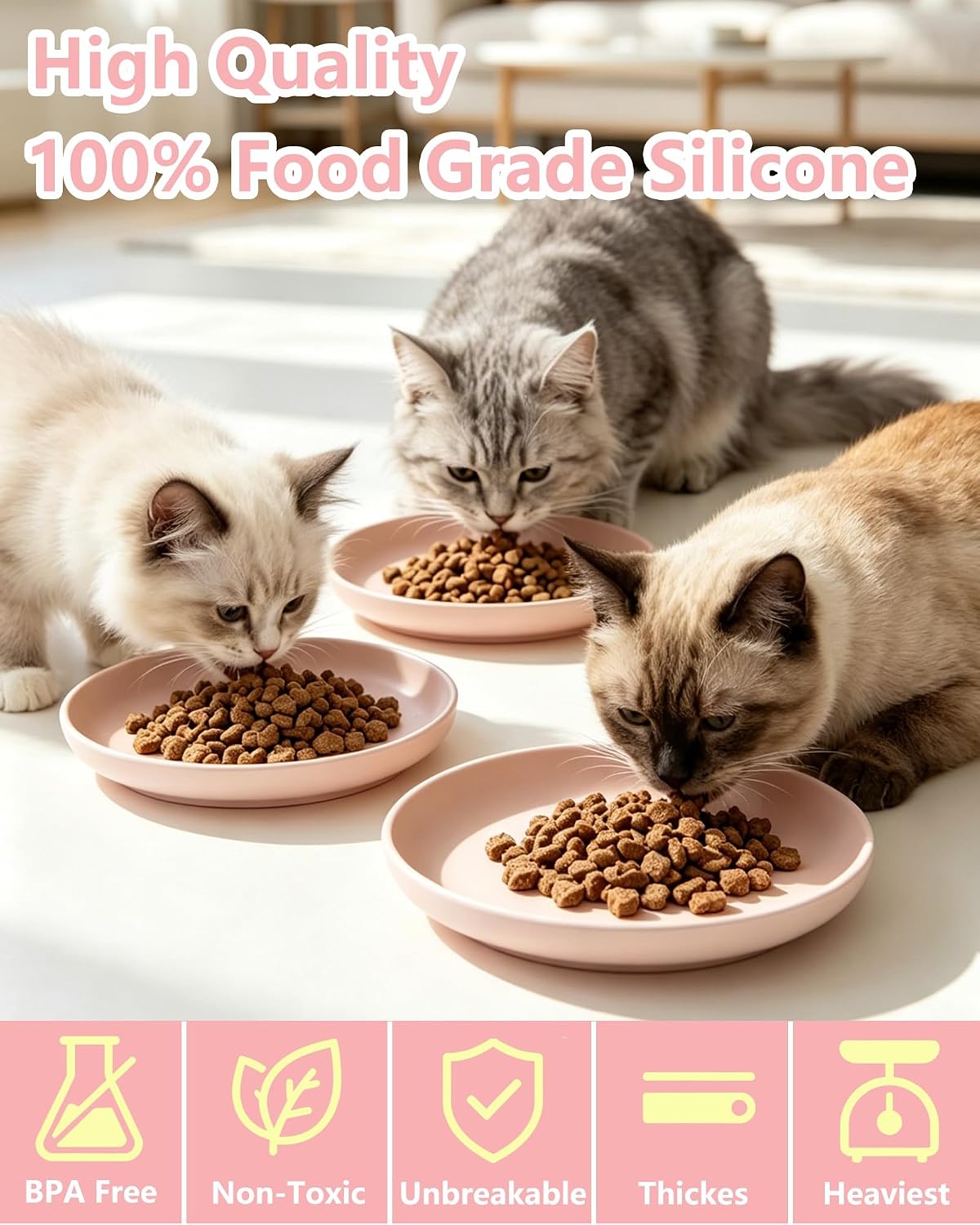 Cat Dog Bowl with Suction, 7.1" Shallow Wide Pet Bowl, 1 Pcs