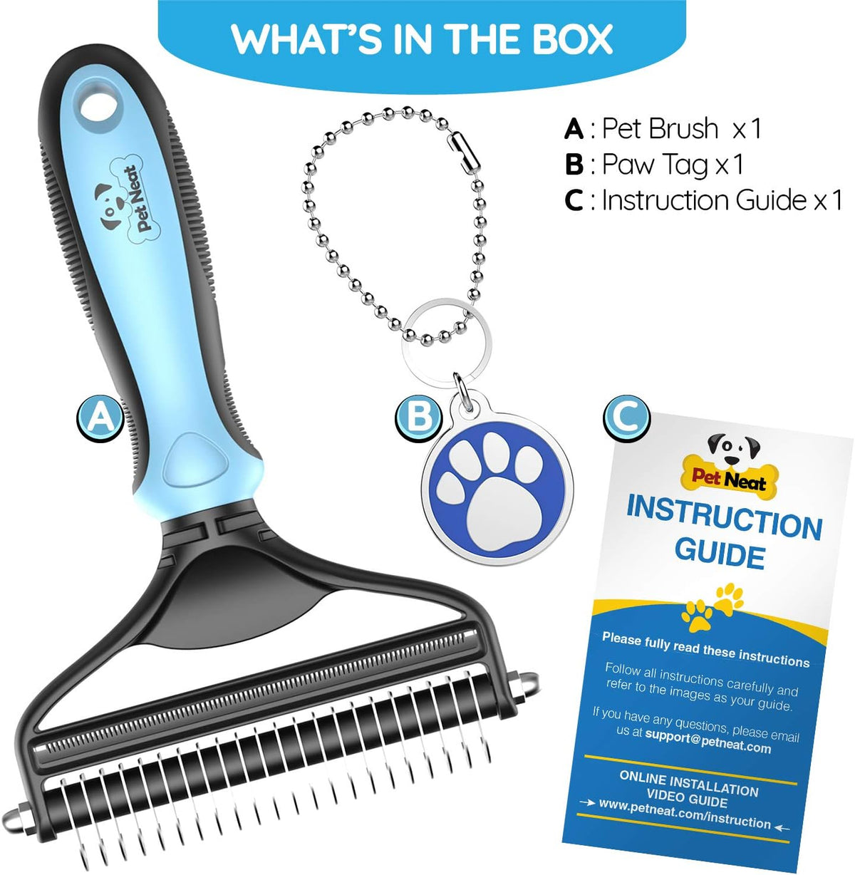 Dog Brush and Cat Brush – 2 Sided Pet Grooming Tool for Deshedding, Mats & Tangles Removing – No More Nasty Shedding and Flying Hair