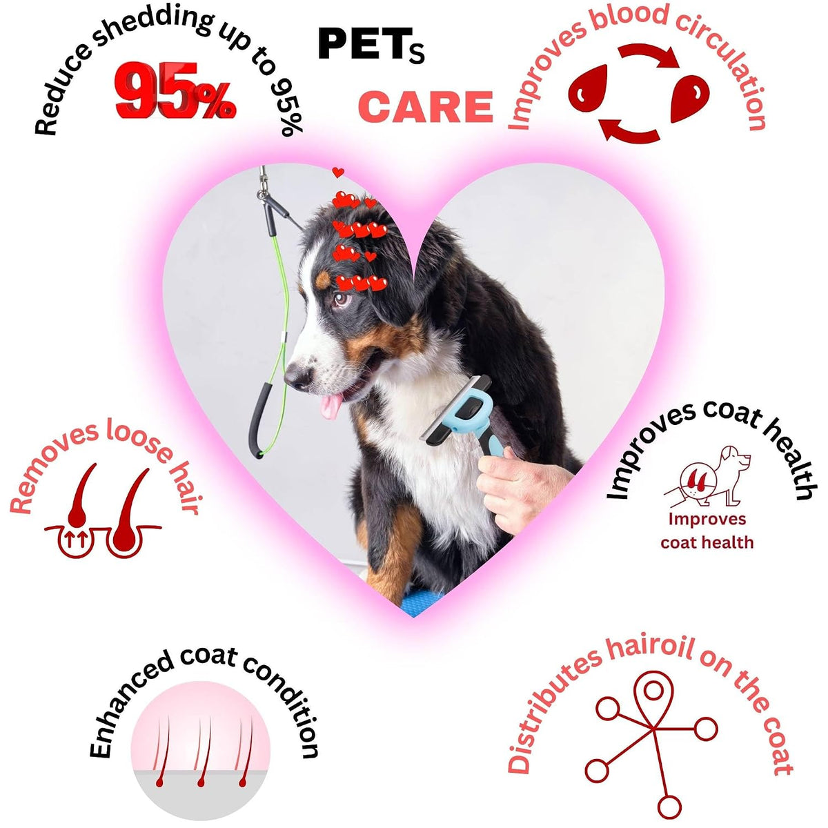 LAADI Deshedding Tool for Dogs and Cats - Reduces Shedding by Up to 95% in Less Than 10 Minutes - Professional Grooming Brush for All Hair Types - Ergonomic Design and Skin Massage Needles - Blue