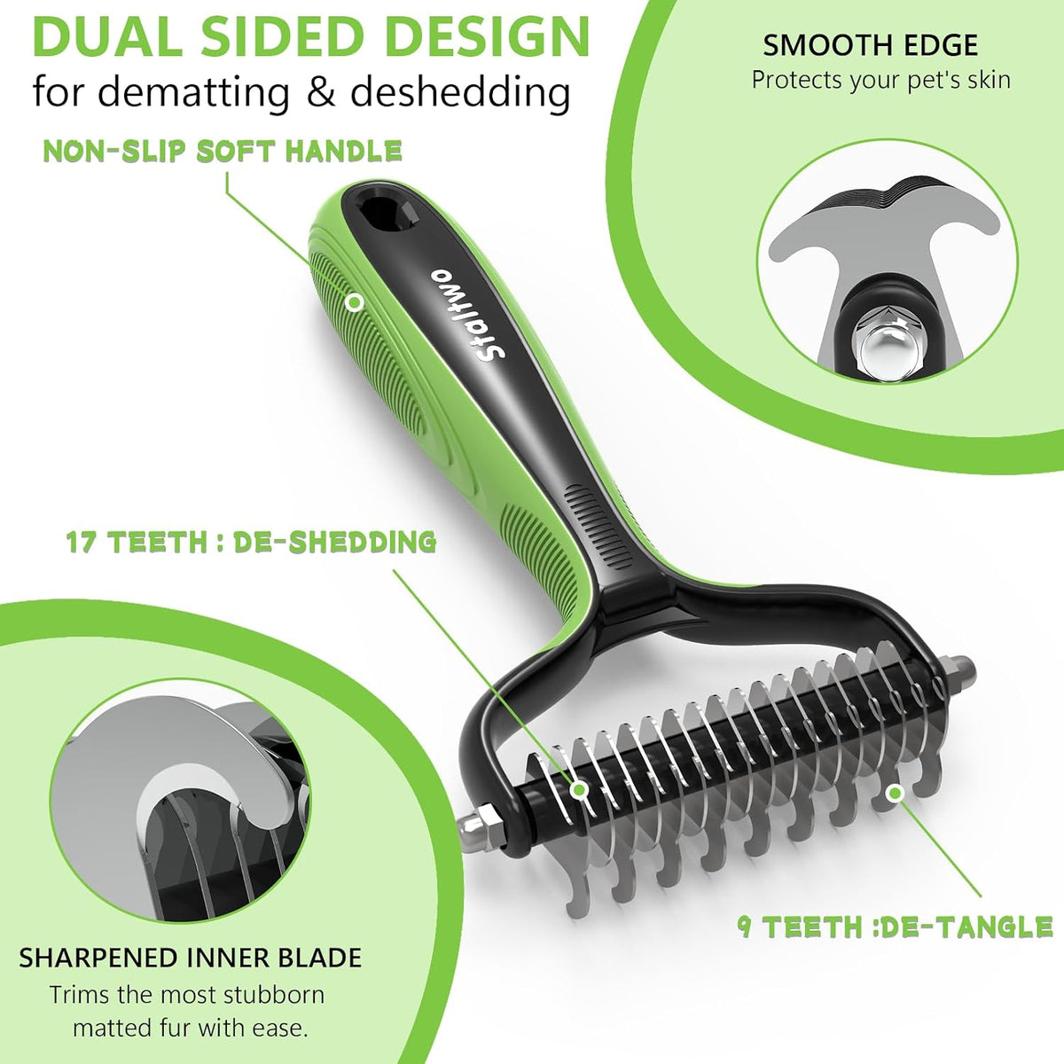 Staltwo Deshedding Dog Brush, Deshedding Undercoat Rake for Dog&Cat