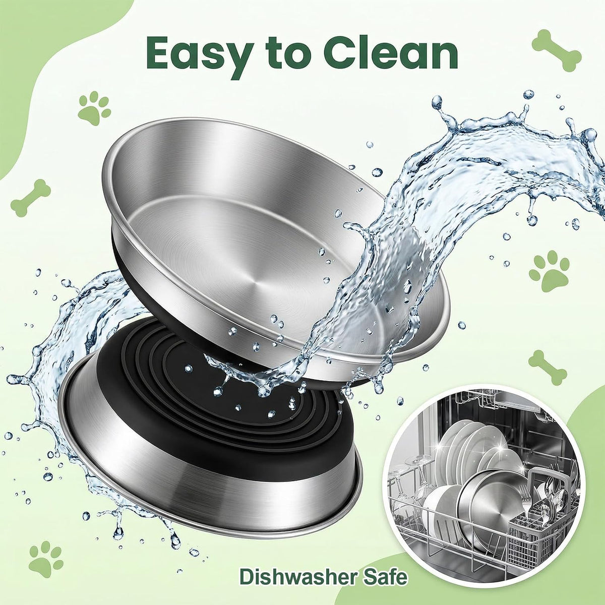 4 Pcs Stainless Steel Shallow Cat Bowls Heavy Duty Metal Plate