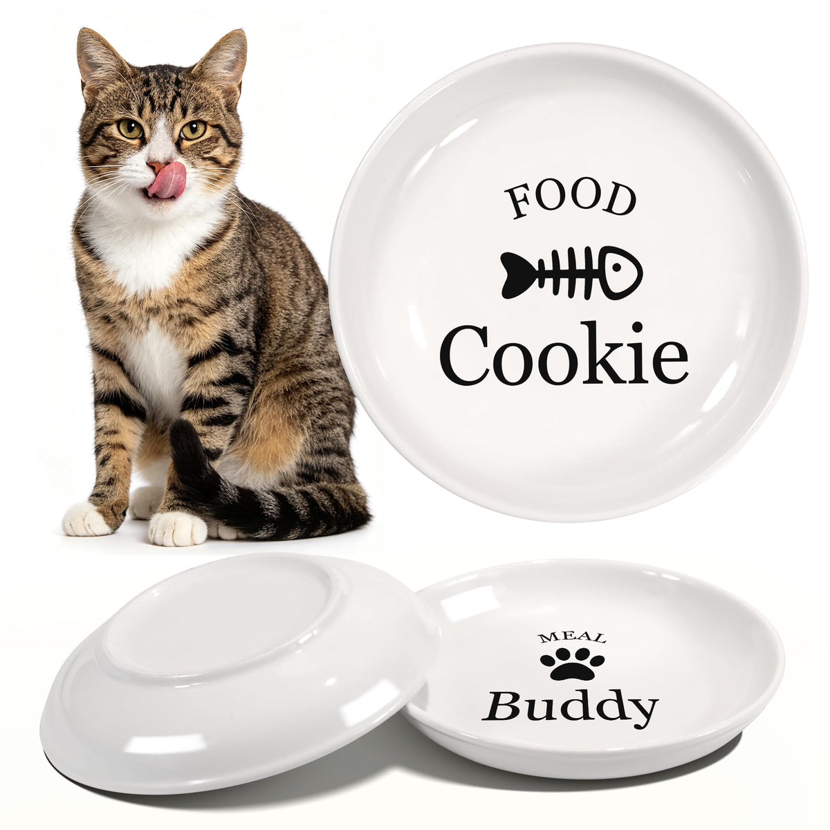 Personalized Cat Food Bowl with Name, 1 Pack Non-Slip Bottom