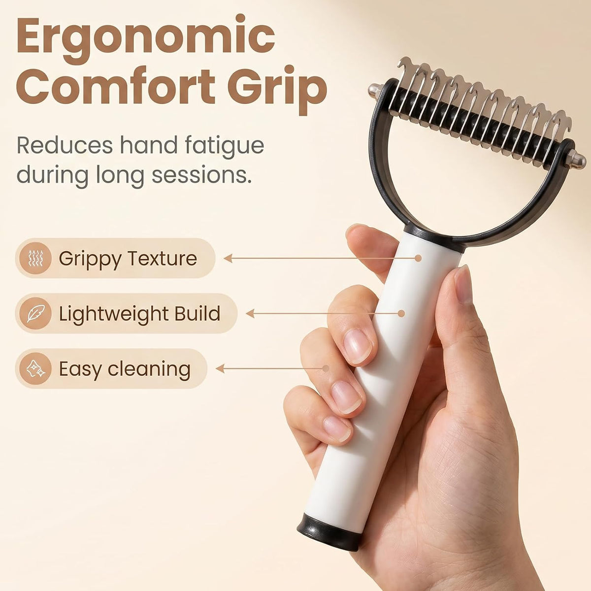 Double Sided Dematting Comb for Cats & Dogs, Deshedding Grooming Tool, Gentle Mat Remover Detangler for Long Thick Haired Pets, Shedding & Detangling Brush