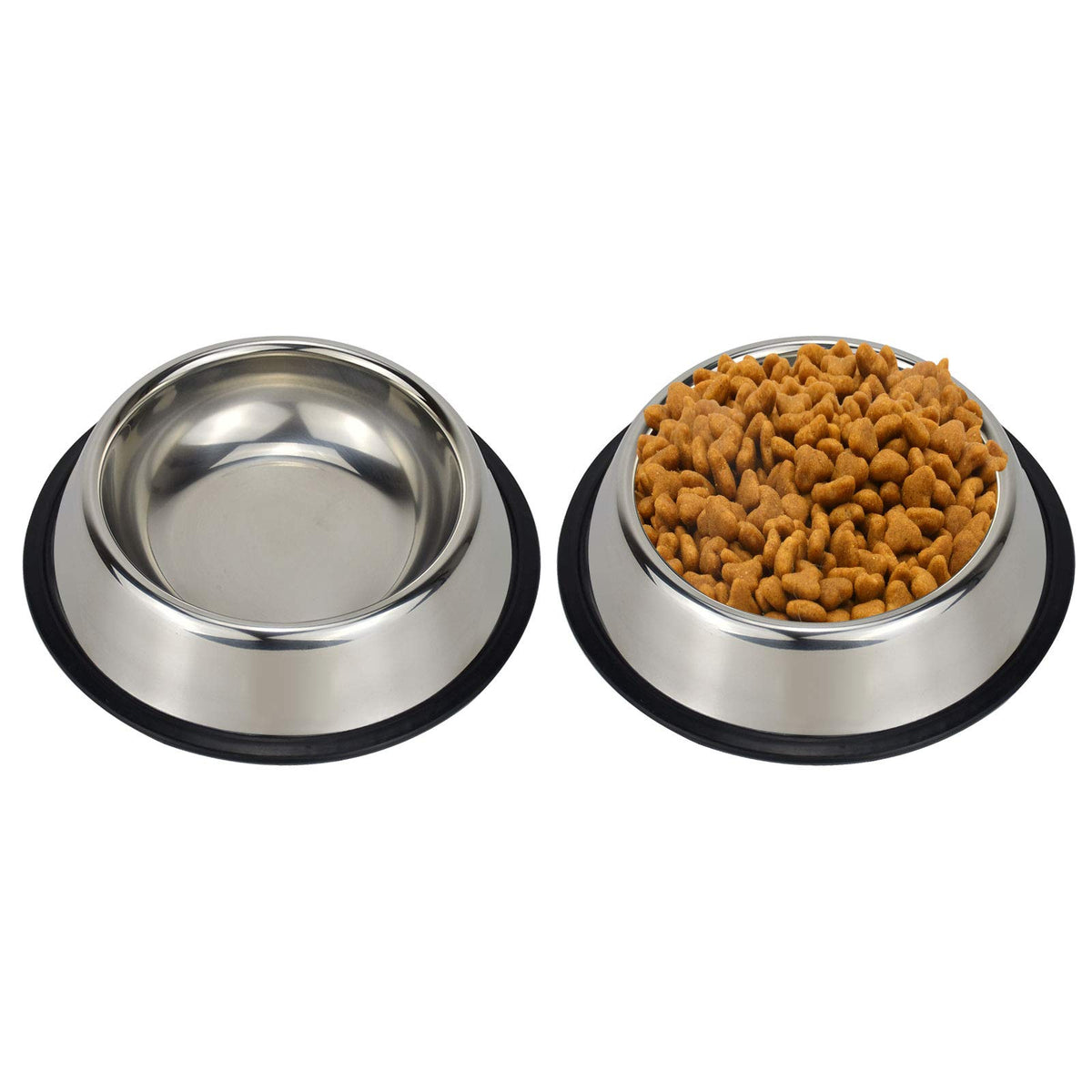 Stainless Steel Dog Bowls, Food and Water Non Slip Anti Skid Stackable Pet Puppy Dishes for Small, Medium and Large Dogs (2 Pack)