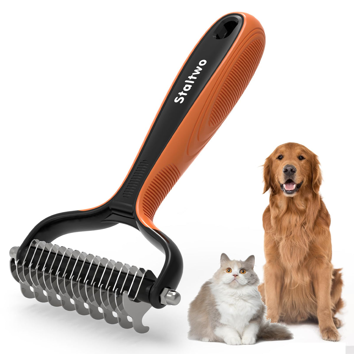 Staltwo Deshedding Dog Brush, Deshedding Undercoat Rake for Dog&Cat