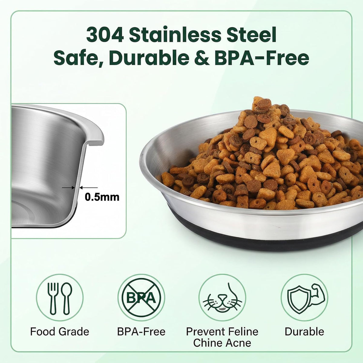 4 Pcs Stainless Steel Shallow Cat Bowls Heavy Duty Metal Plate