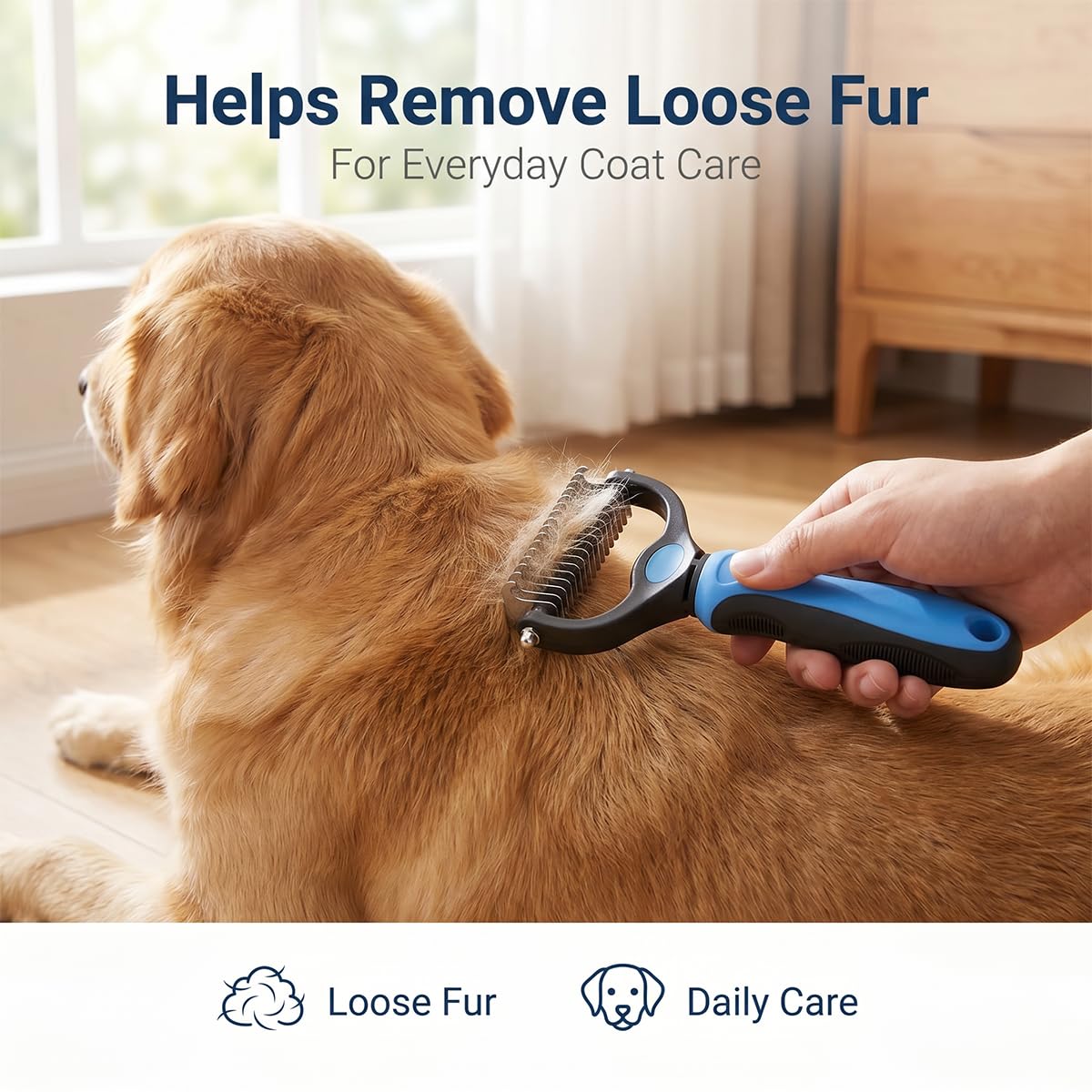2027New Pet Pro Tool Grooming for Dogs & Cats, Undercoat Rake Dematting Comb for Long Hair Pets, Deshedding Brush for Loose Fur, Tangle Removal and Thick Coat Grooming, 2 Pack(Blue+Pink)