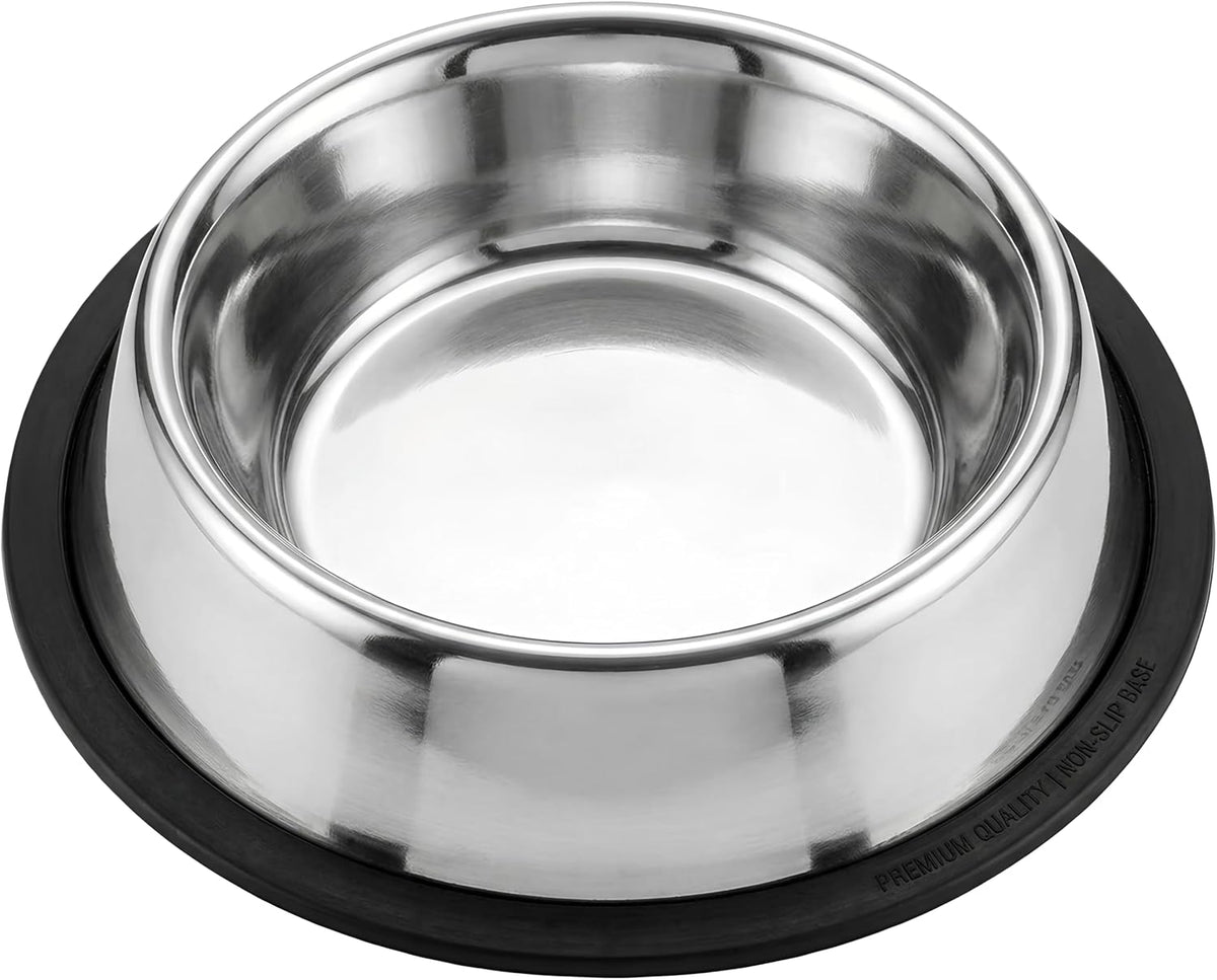 Loving Pets Stainless Steel Non-Tip Dog Bowl – Heavy Duty No Spill Dog Bowl with Removable Rubber Base – Durable, Non-Skid Stainless Steel Dog Food Bowl & Dog Water
