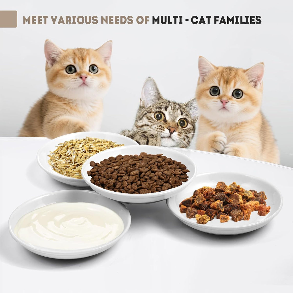 Cat Food Bowl, 4PCS Ceramic Cat Dishes for Food, Non-Slip Kitten Bowls Set