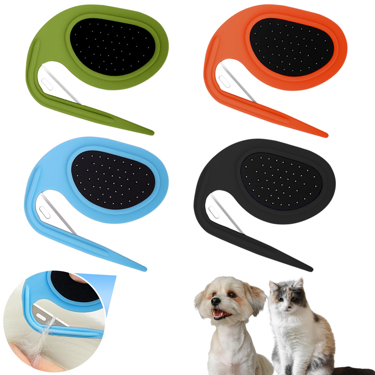 Double Sided Dematting Comb for Dogs & Cats - 2-in-1 Undercoat Rake & Double Coat Dog Brush, Pet Grooming Tool for Removing Mats & Deshedding (Blue)
