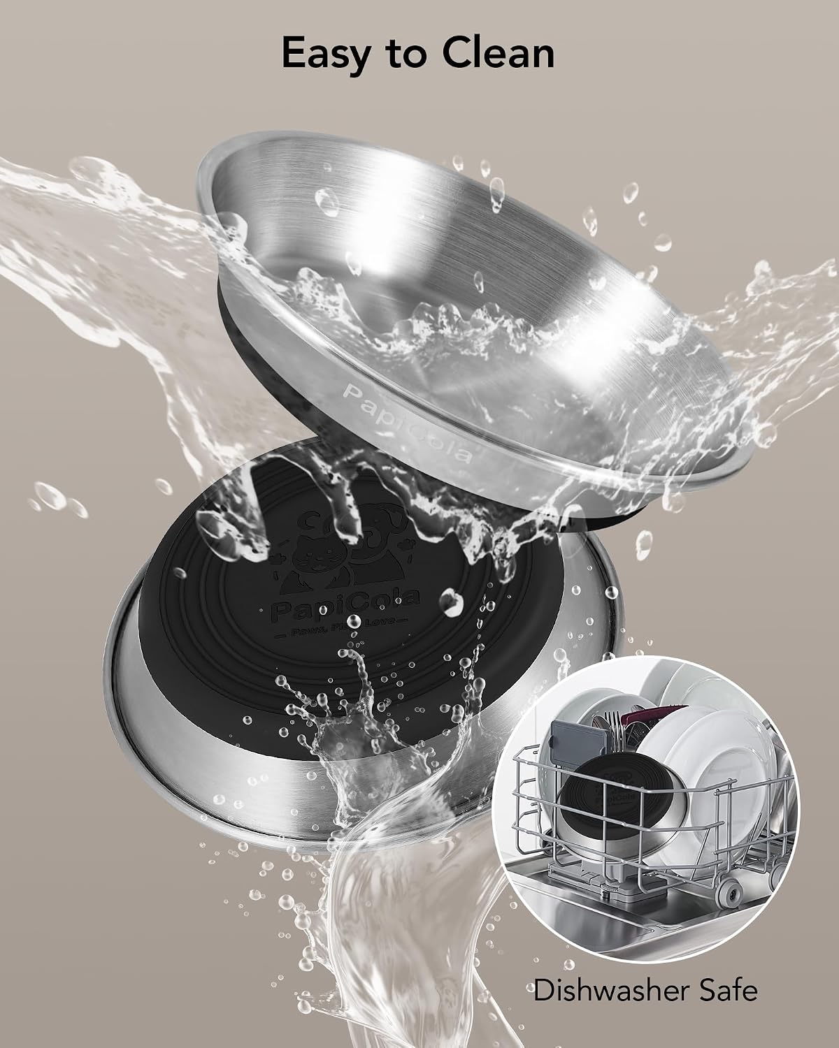 Stainless Steel Cat Bowl 1PC, Non-Slip cat Food Dish, Metal Cat Bowl