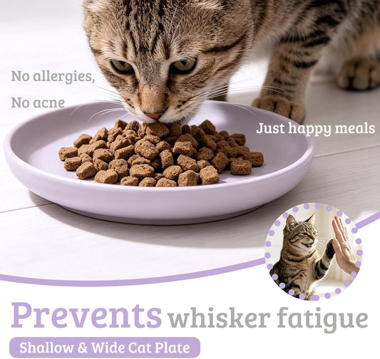 Silicone Suction Cat Bowl, Shallow Wide Dish for Whisker Fatigue