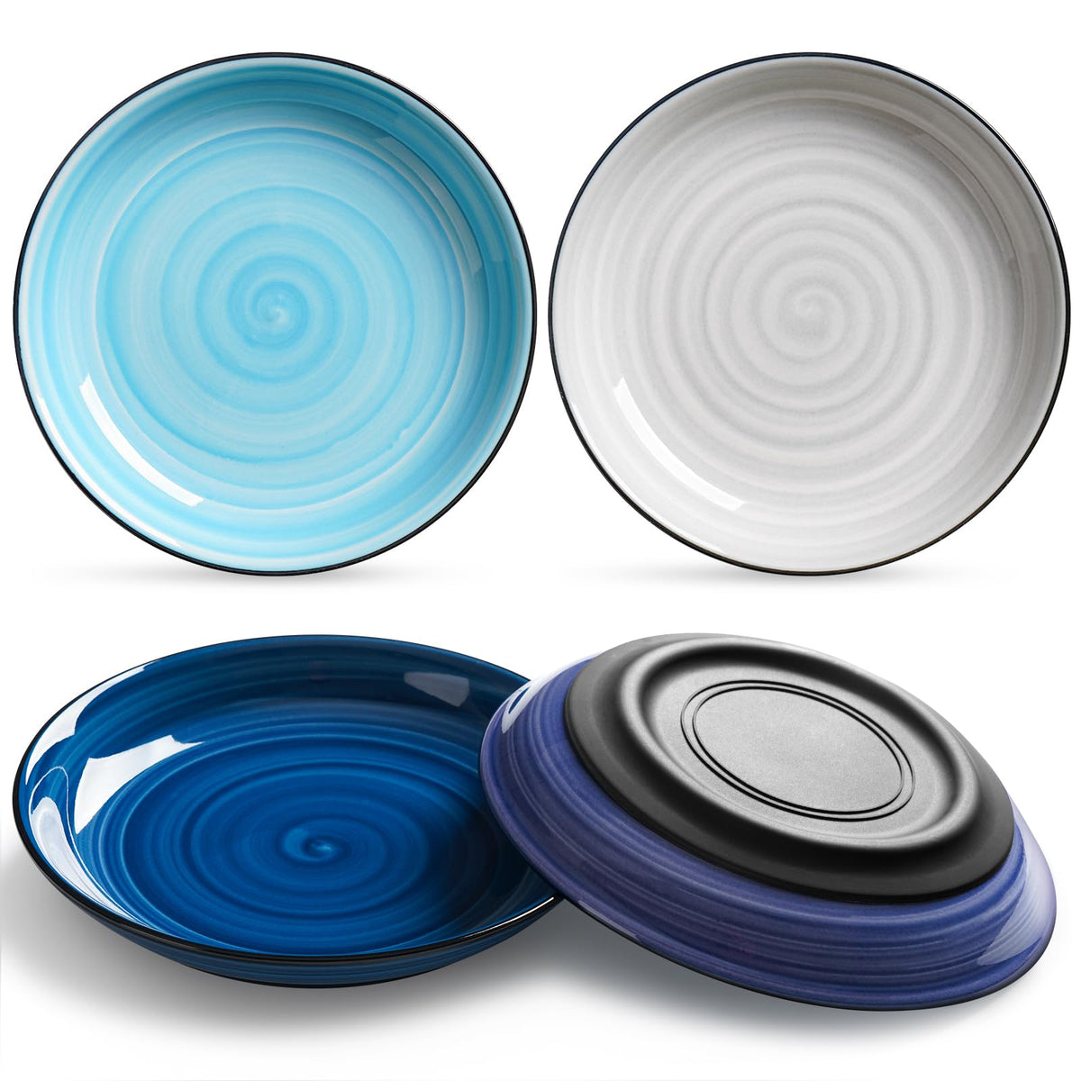 WROSWT No Spill Cat Bowls,Cat Food Bowl,Anti Whisker Fatigue Healthy Ceramic Cats Dishes Set for Indoor Cats,Shallow Wide Kitten Plates for Food and Water,Non-Slip Silicone Bottom,3 Pack